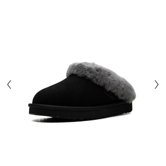 Black and Gray Fur-Lined Slippers - Picture 3 of 11